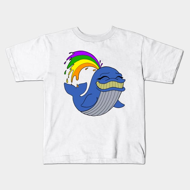 Shootin' Rainbows Out Your Blow Hole Blue Whale Kids T-Shirt by ptowndanig